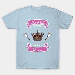 Handbell Queen Pink on Blue T-Shirt